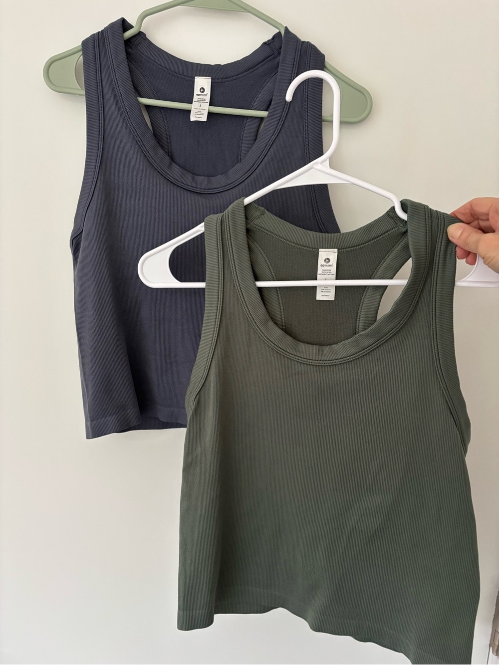 90 Degree ribbed racerback tank tops (Set of 2)
